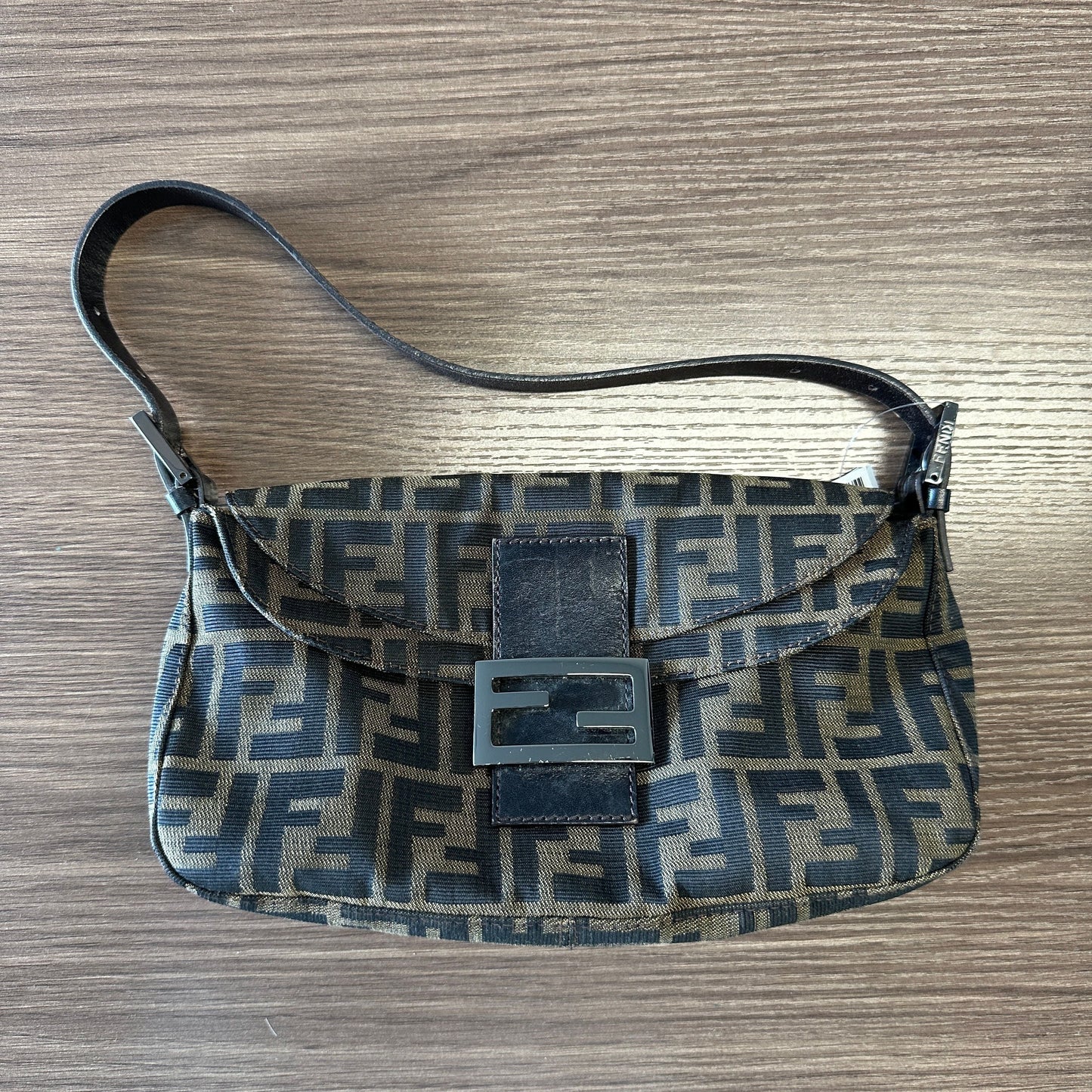 Fendi Handbag Zucca Baguette Canvas Brown Shoulder Bag