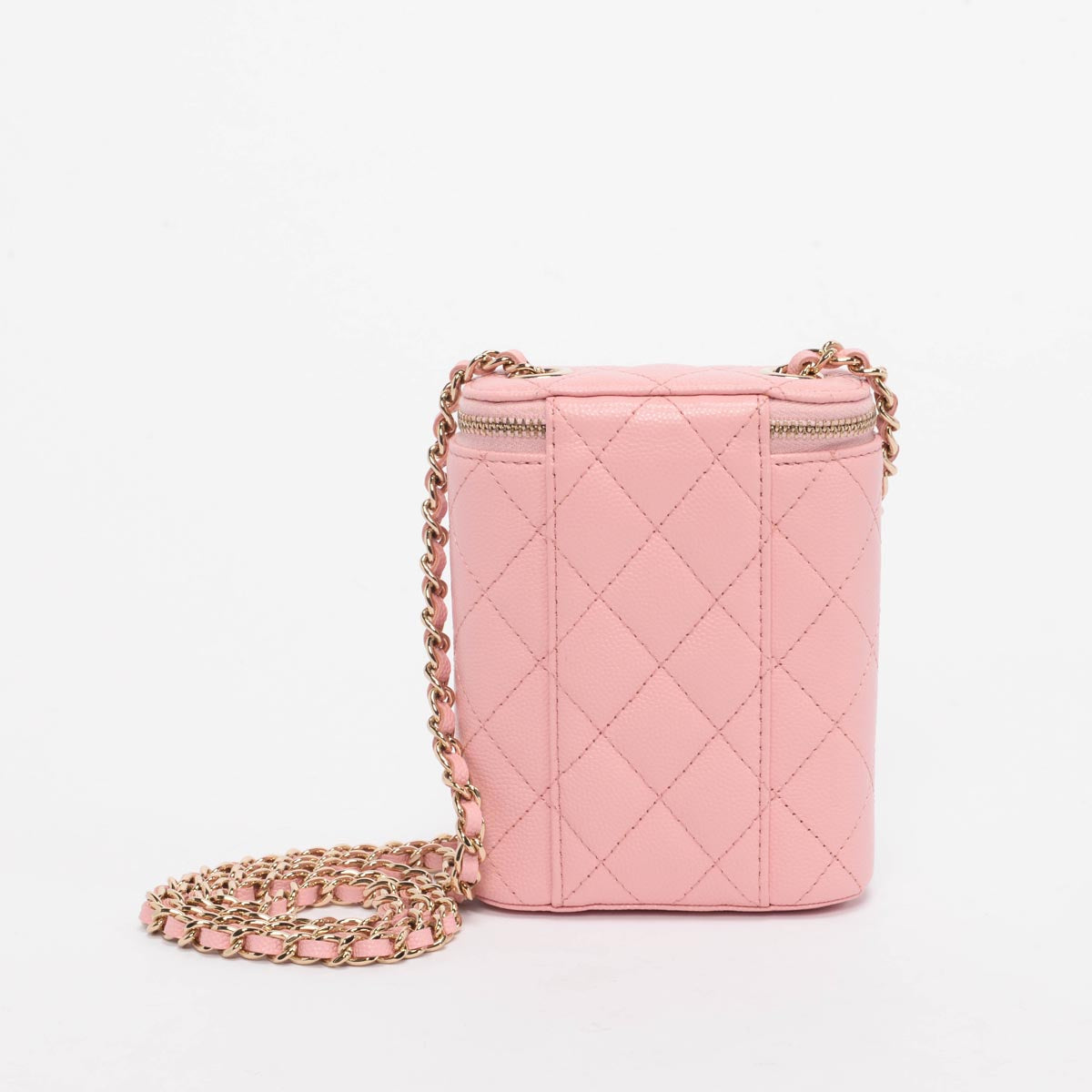 Chanel Pink Caviar Vertical Coco Beauty Vanity Case Bag