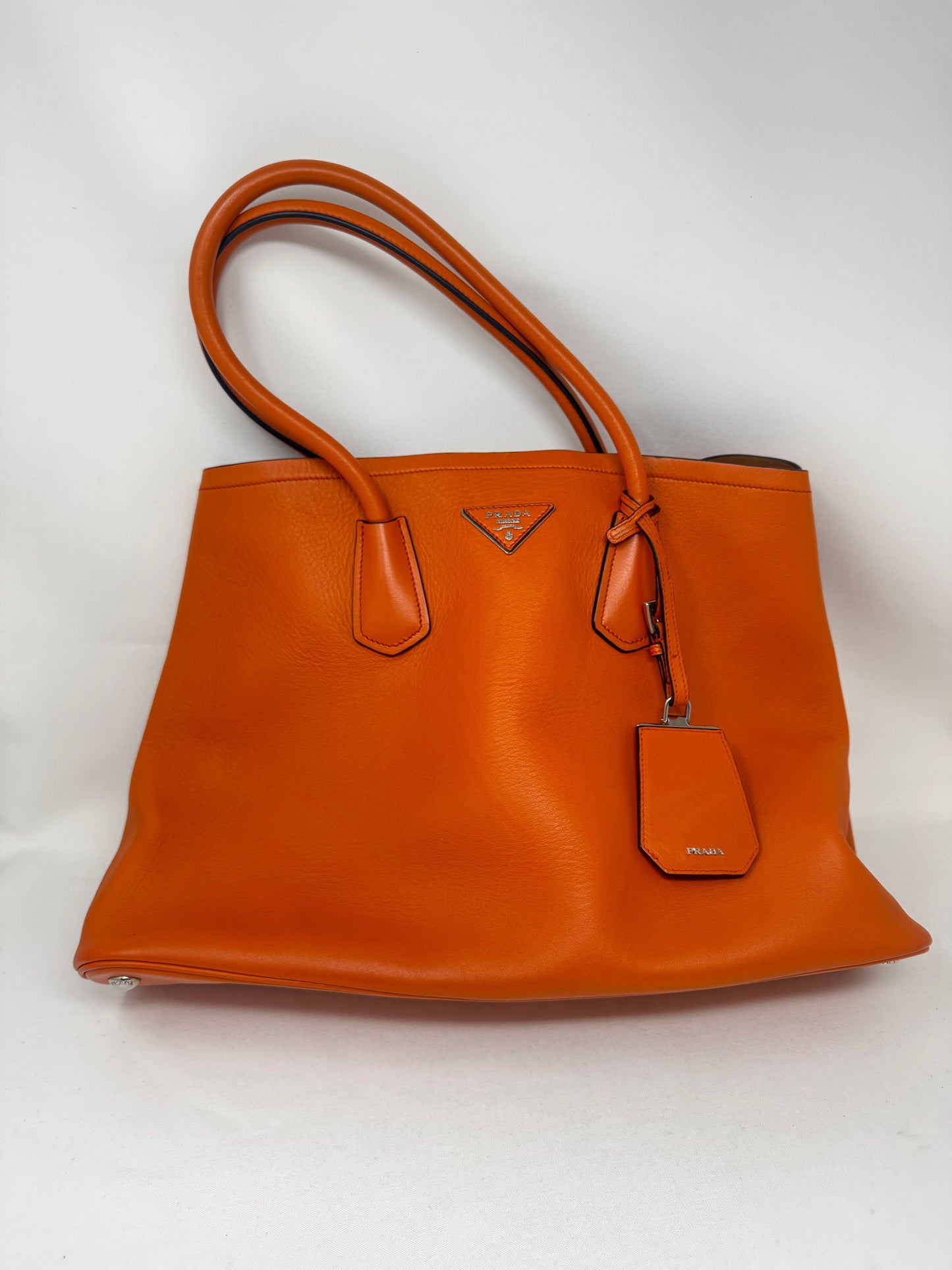 Prada Handbag City Calf Double Tote Bag - Totes, Orange