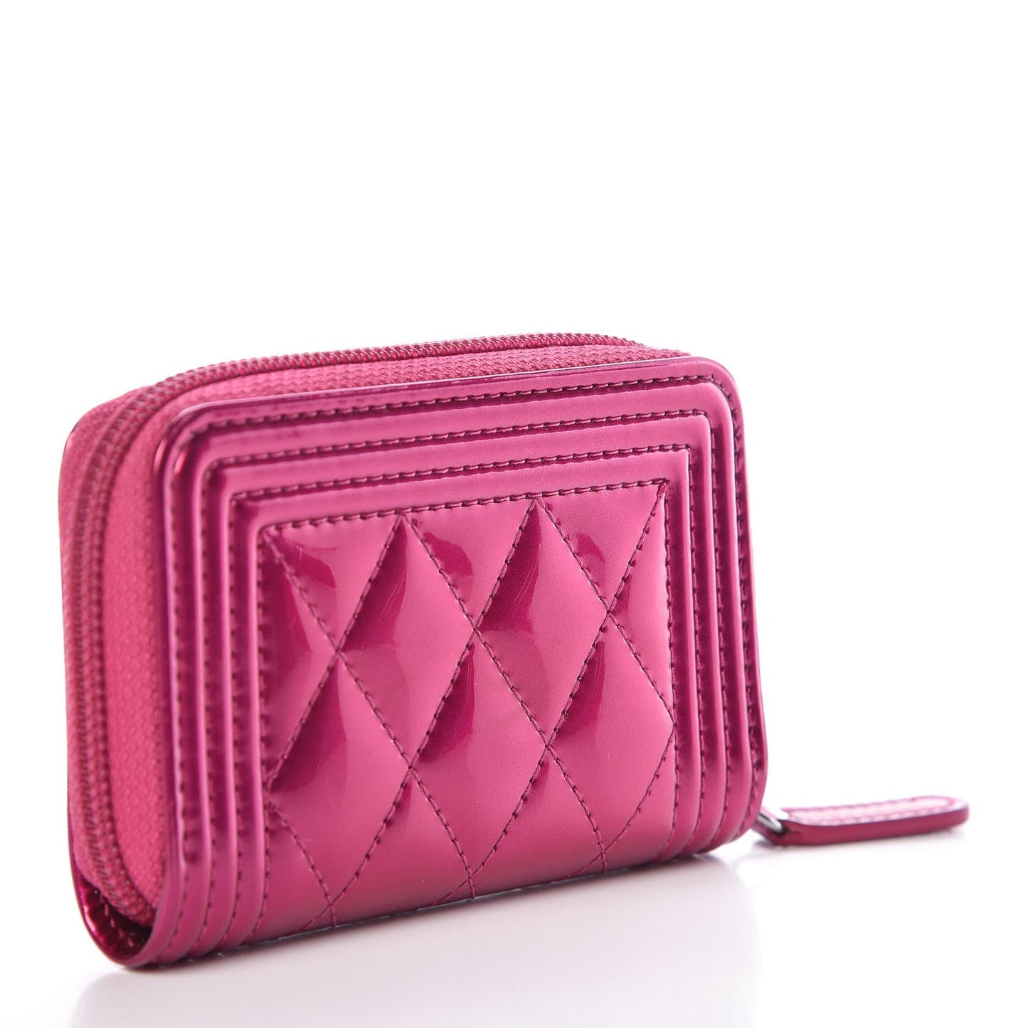Chanel QUILTED ZIP AROUND BOY COIN PURSE Wallet Case