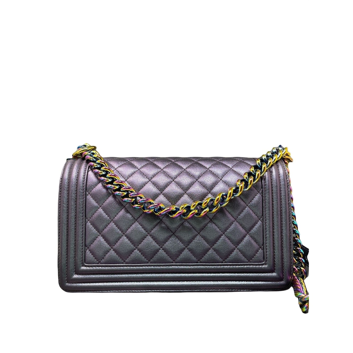 Chanel Chanel Boy New Bag Quilted Iridescent Goatskin Old Medium - Purple