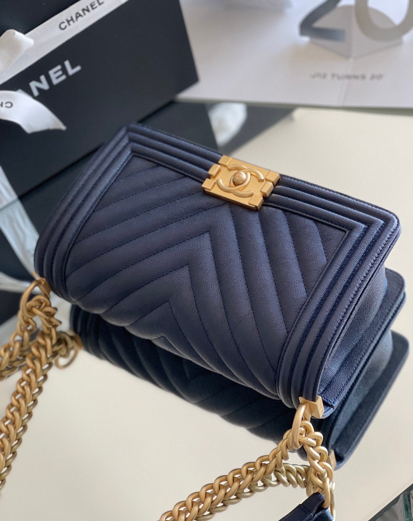 CHLMedium Boy Dark 9.8in 25cm Blue Handbag