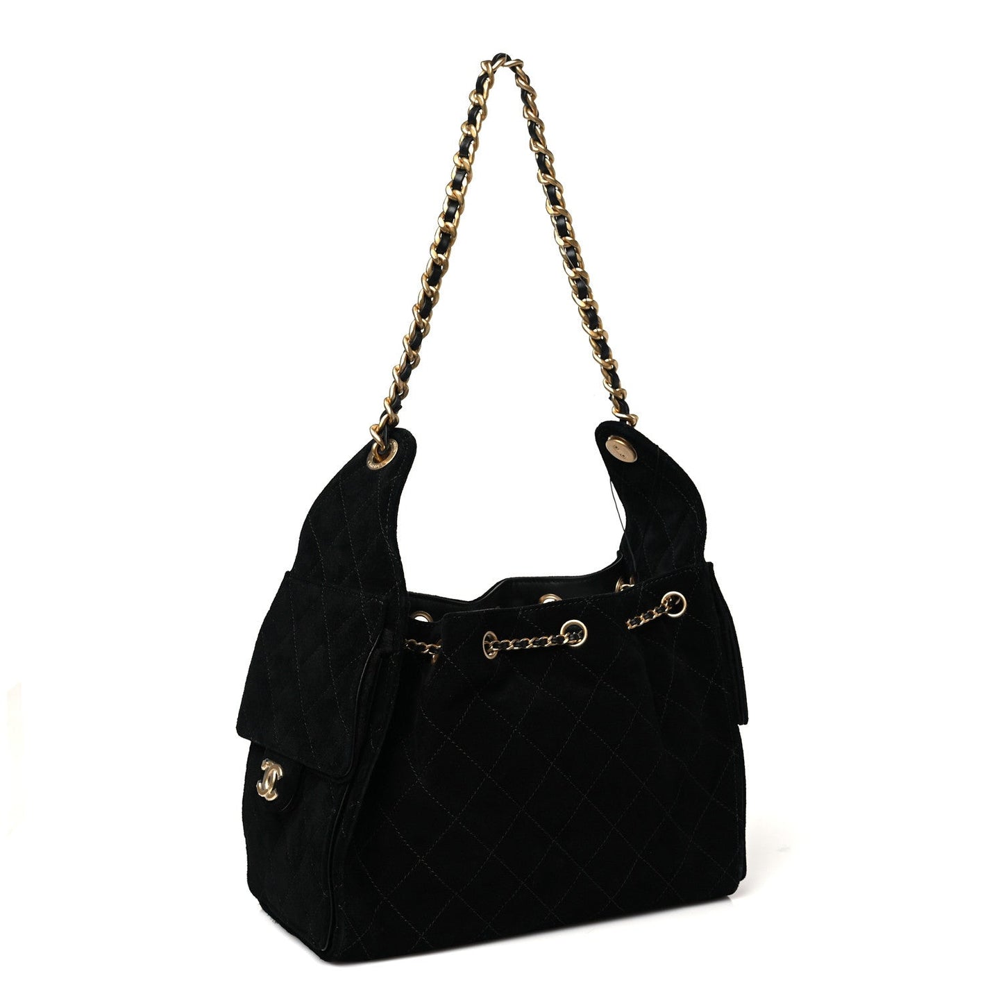 Suede Quilted Small Chanel 25 Handbag Black 3