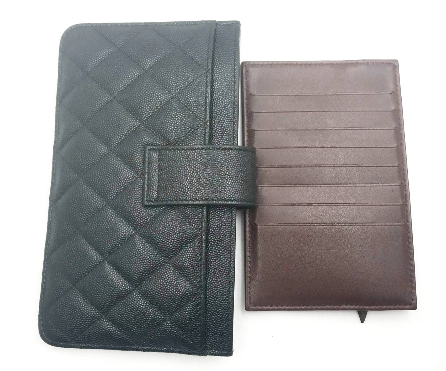 Chanel Classic Black Caviar Set Pouch Long Wallet