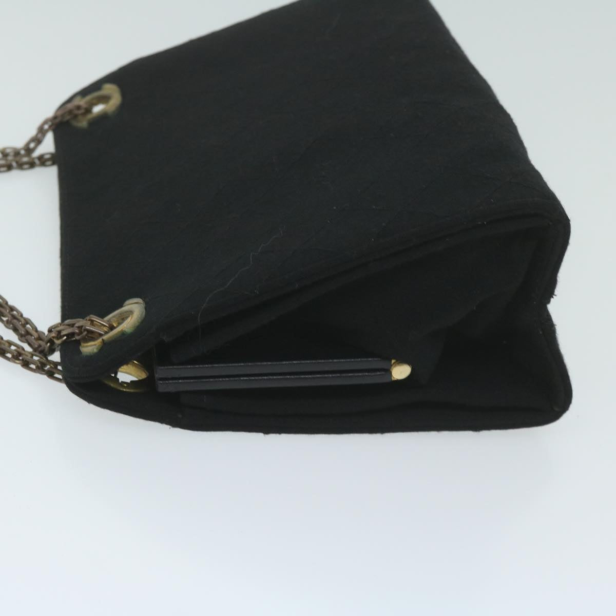 Chanel Chain Shoulder Bag Cotton Black CC Auth bs