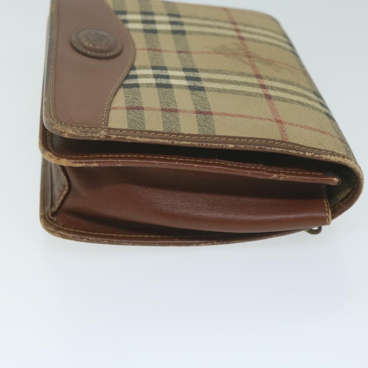 Burberry Luxury ss Nova Check Clutch Bag Pvc Auth Leather Beige Beige Auth Bs11501