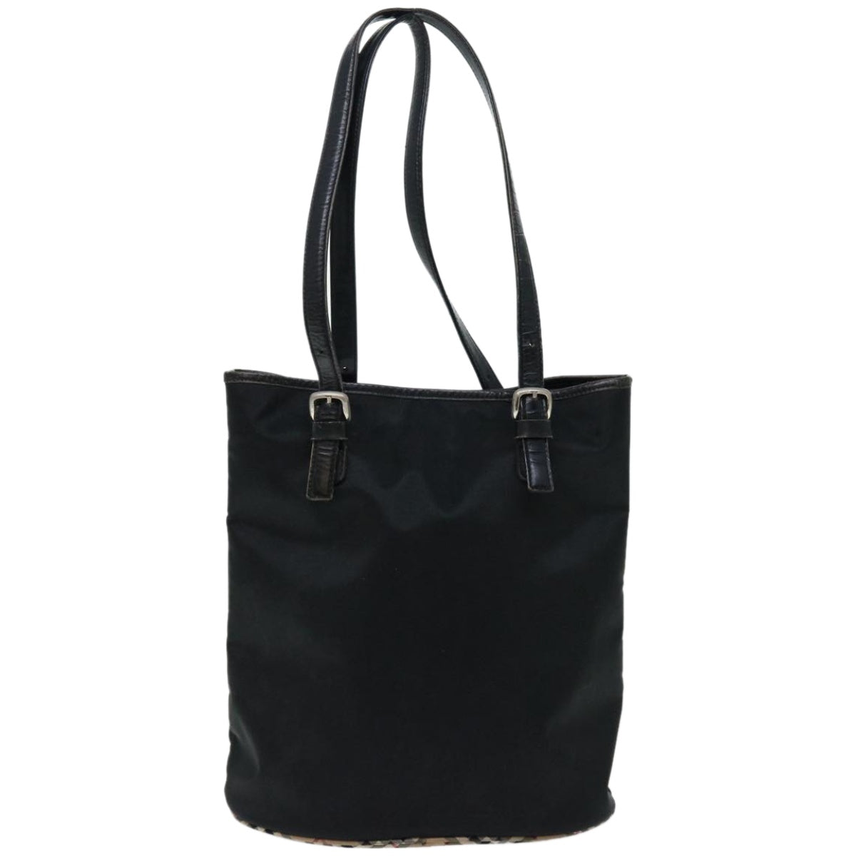Burberry Luxury ss Nova Check Label Shoulder Bag Auth Nylon Black Beige Black Auth Bs12222