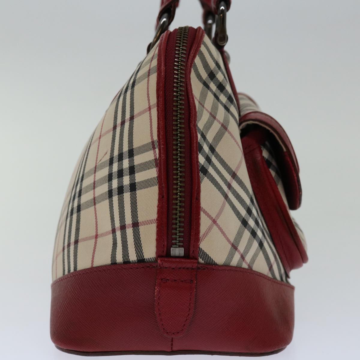 Burberry Luxury Nova Check Hand Bag Auth Bs12476 Canvas Beige Red Travel Bag