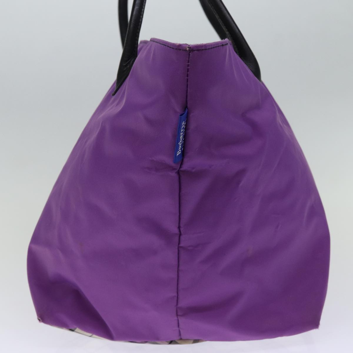 Burberry Luxury ss Nova Check Label Tote Bag Auth Nylon Blue Purple