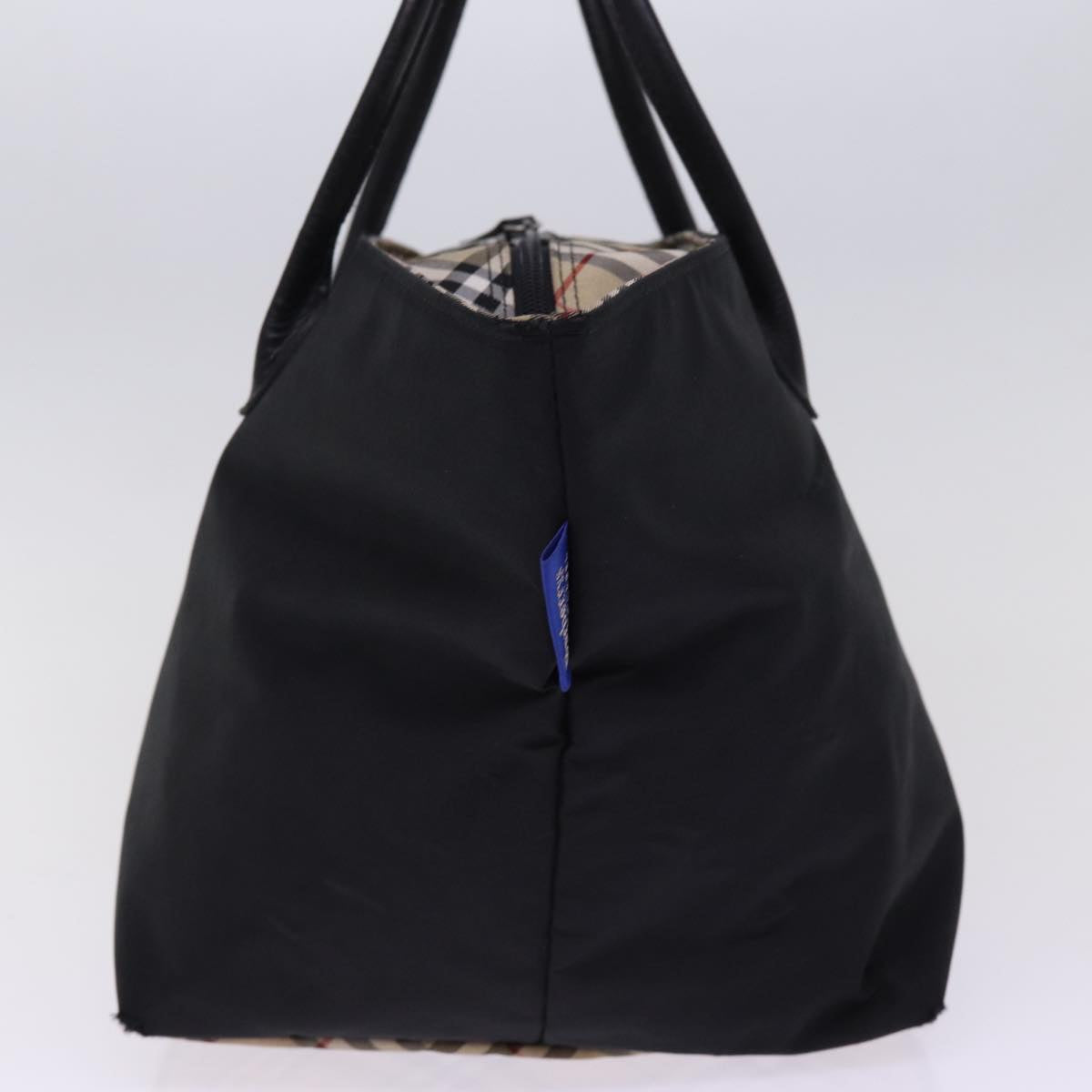 Burberry Luxury ss Nova Check Label Hand Bag Auth Nylon Black Beige Travel Bag