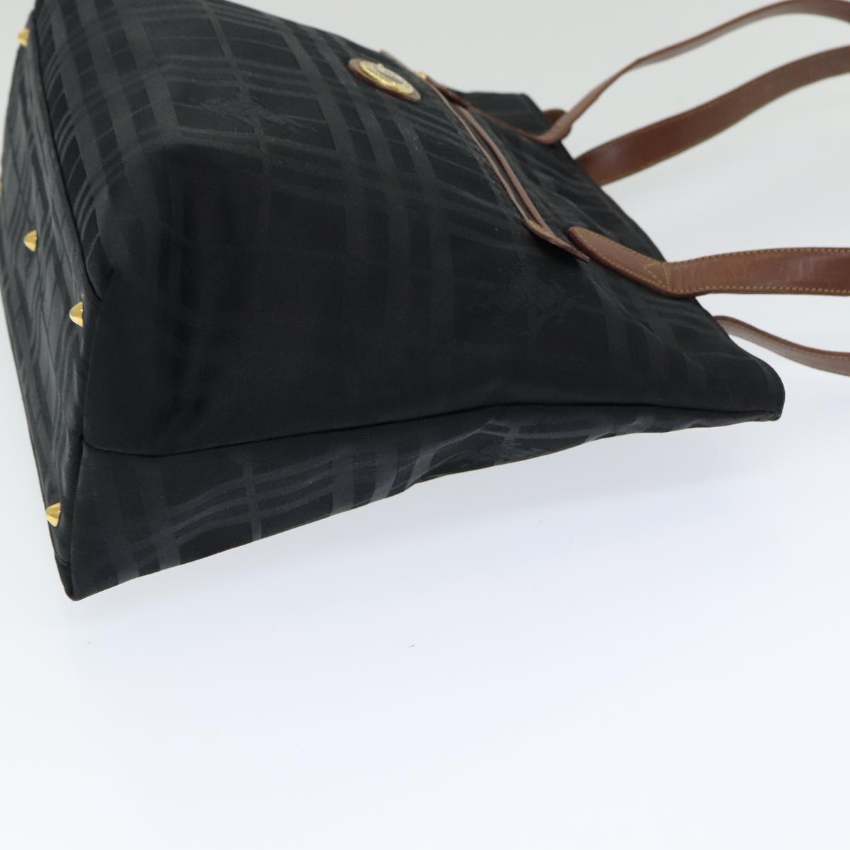Burberry Luxury ss Nova Check Tote Bag Auth Bs16019 Leather Canvas Black