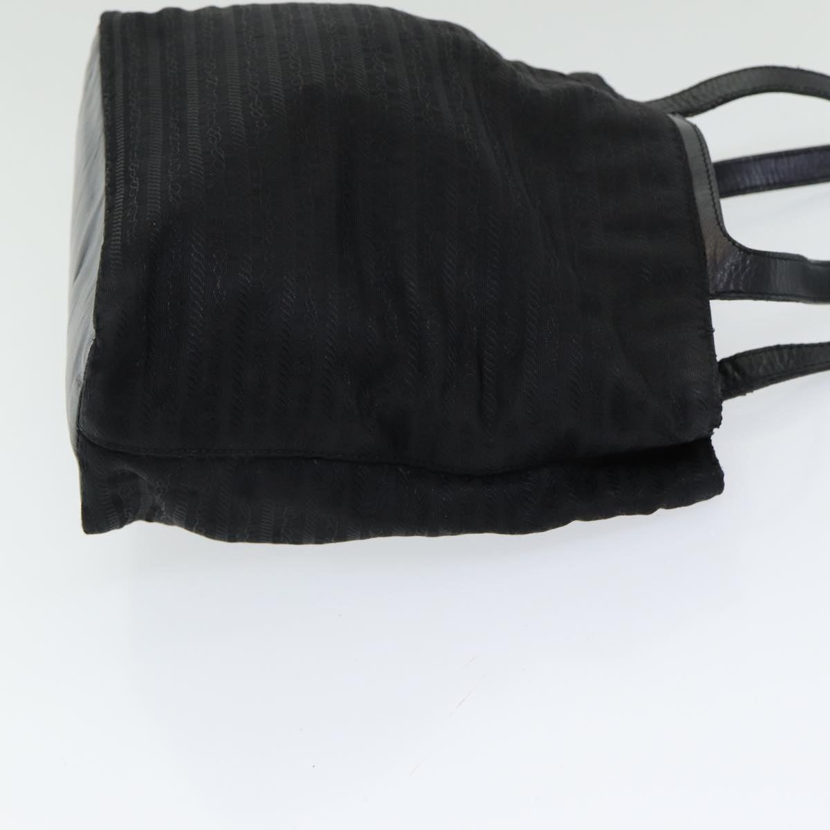 Prada Tote Bag Auth Nylon Black Silver Silver Auth Bs16718