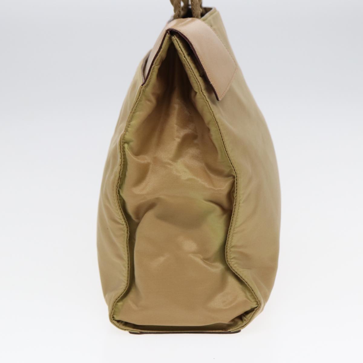 Prada Tote Bag Auth Leather Nylon Beige