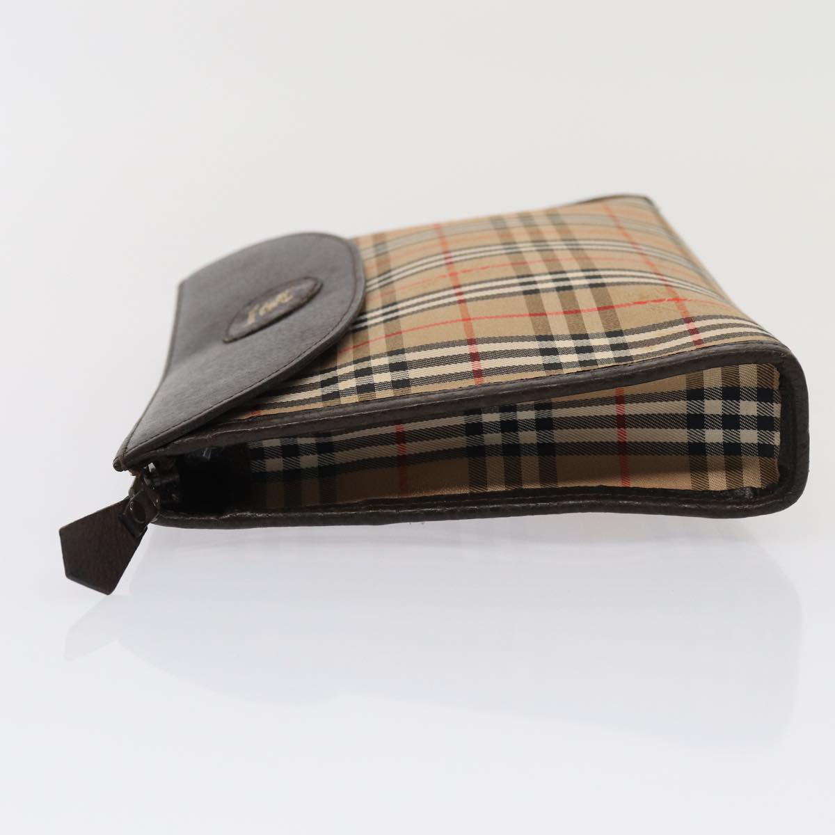 Burberry Luxury ss Nova Check Clutch Bag Auth Bs17029 Leather Canvas Brown