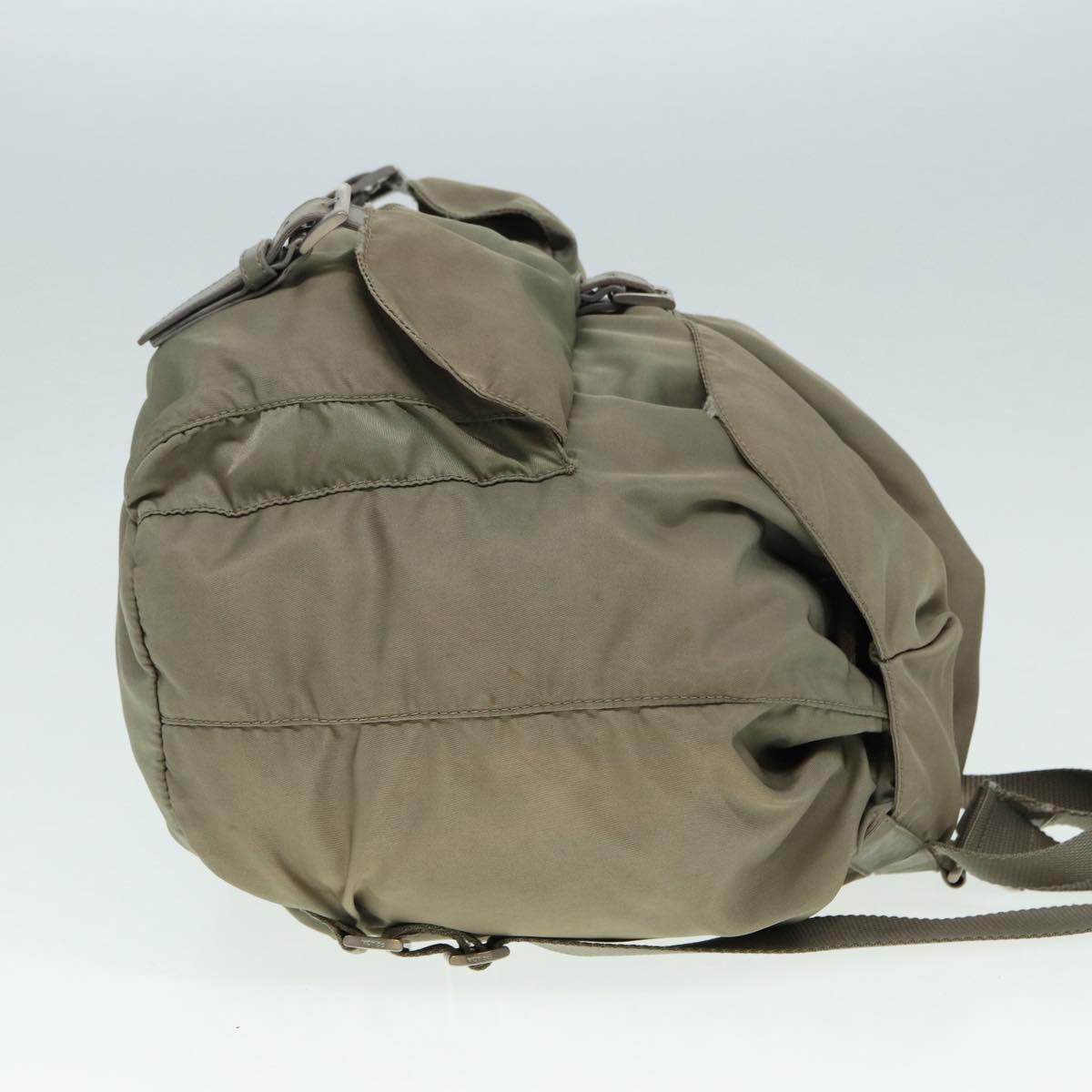 Prada Backpack Auth Nylon Beige Silver Silver Auth Bs17050