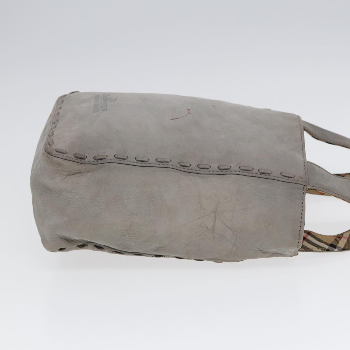 Burberry Luxury ss Hand Bag Auth Bs17438 Leather Silver Gray Travel Bag