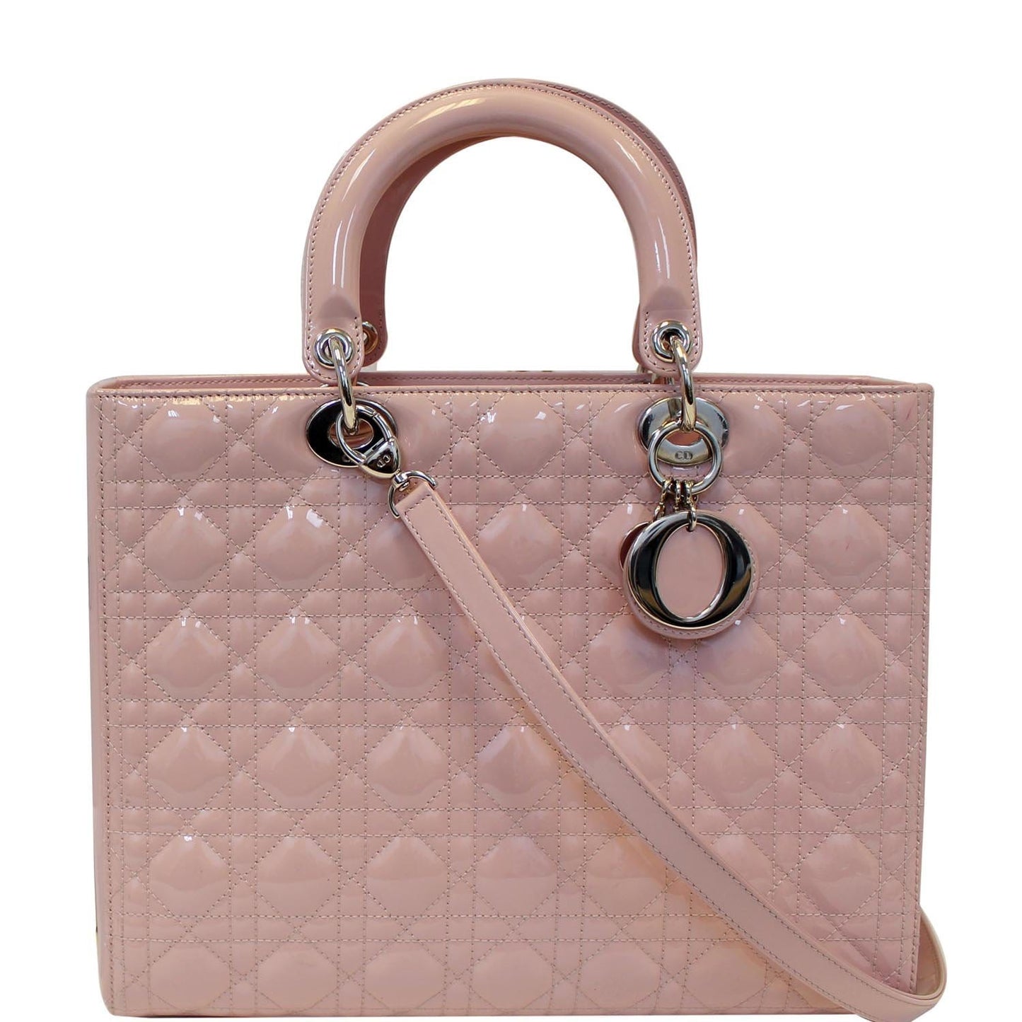 Dior Patent Lady Large Shoulder Bag Leather Quilted