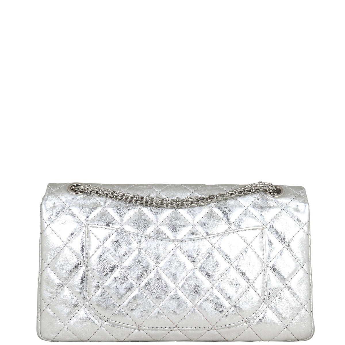 Chanel 2.55 Reissue 226 Double Bag Silver Flap Handbag