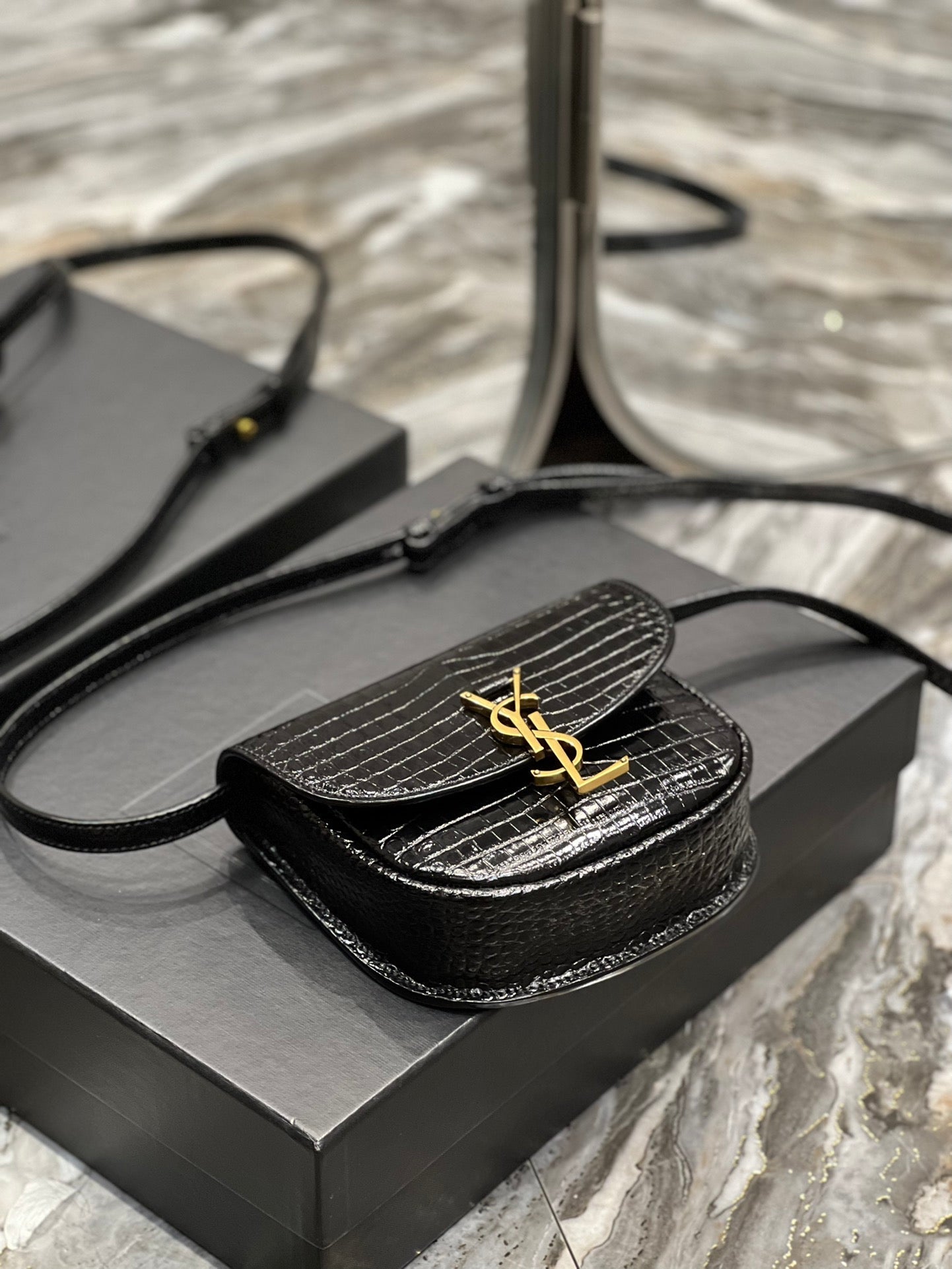 YSL Saint Laurent Kaia , ’s 7in 18cm Black Small Satchel Bag