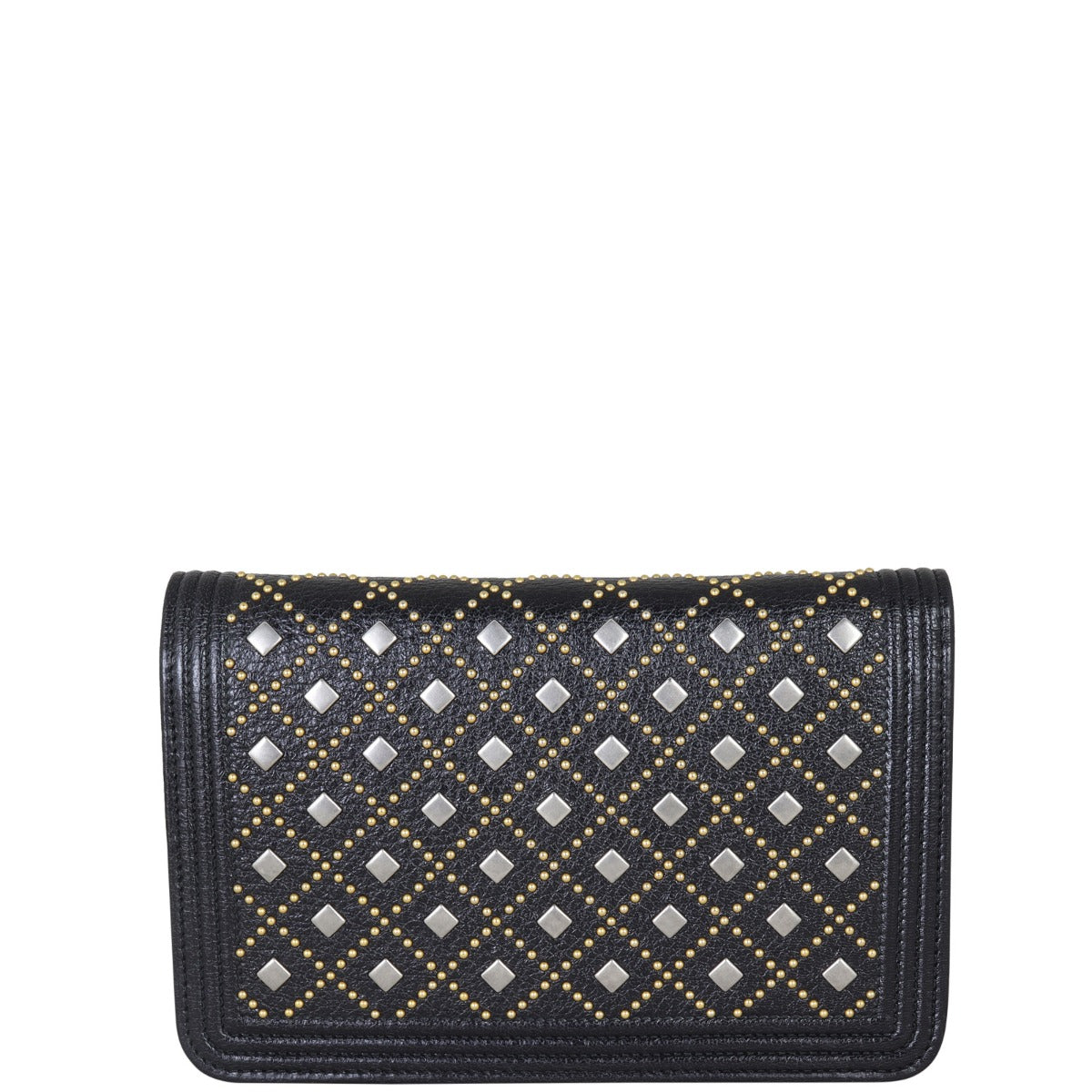 Chanel Boy Wallet on Grained Calfskin Handbag Black Chain