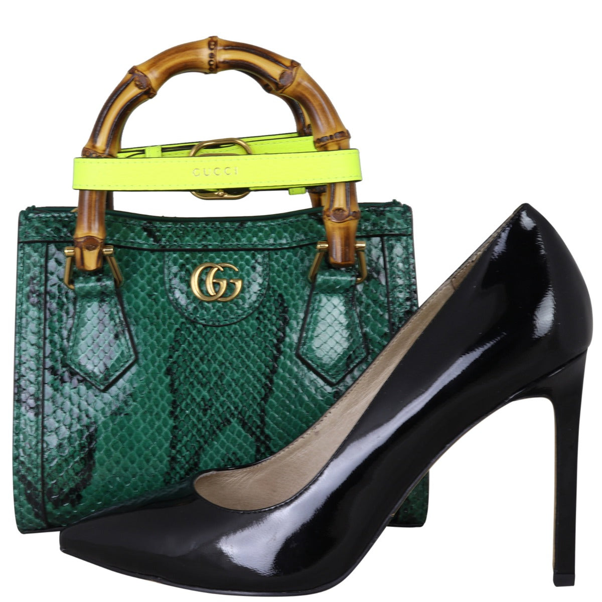 Gucci Diana Bamboo Top Handle Mini Tote Python