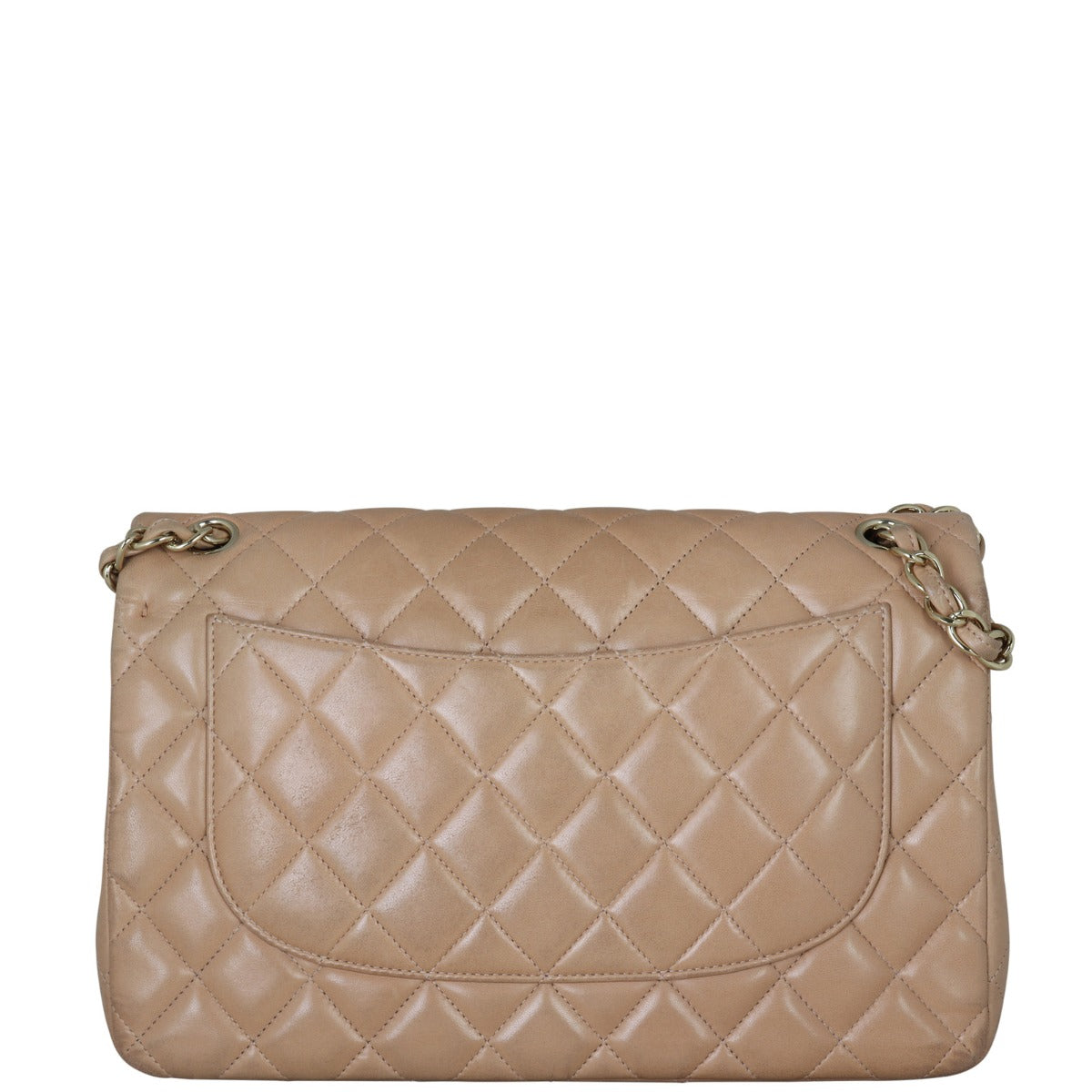 Chanel Classic Double Jumbo Lambskin Handbag Beige Flap