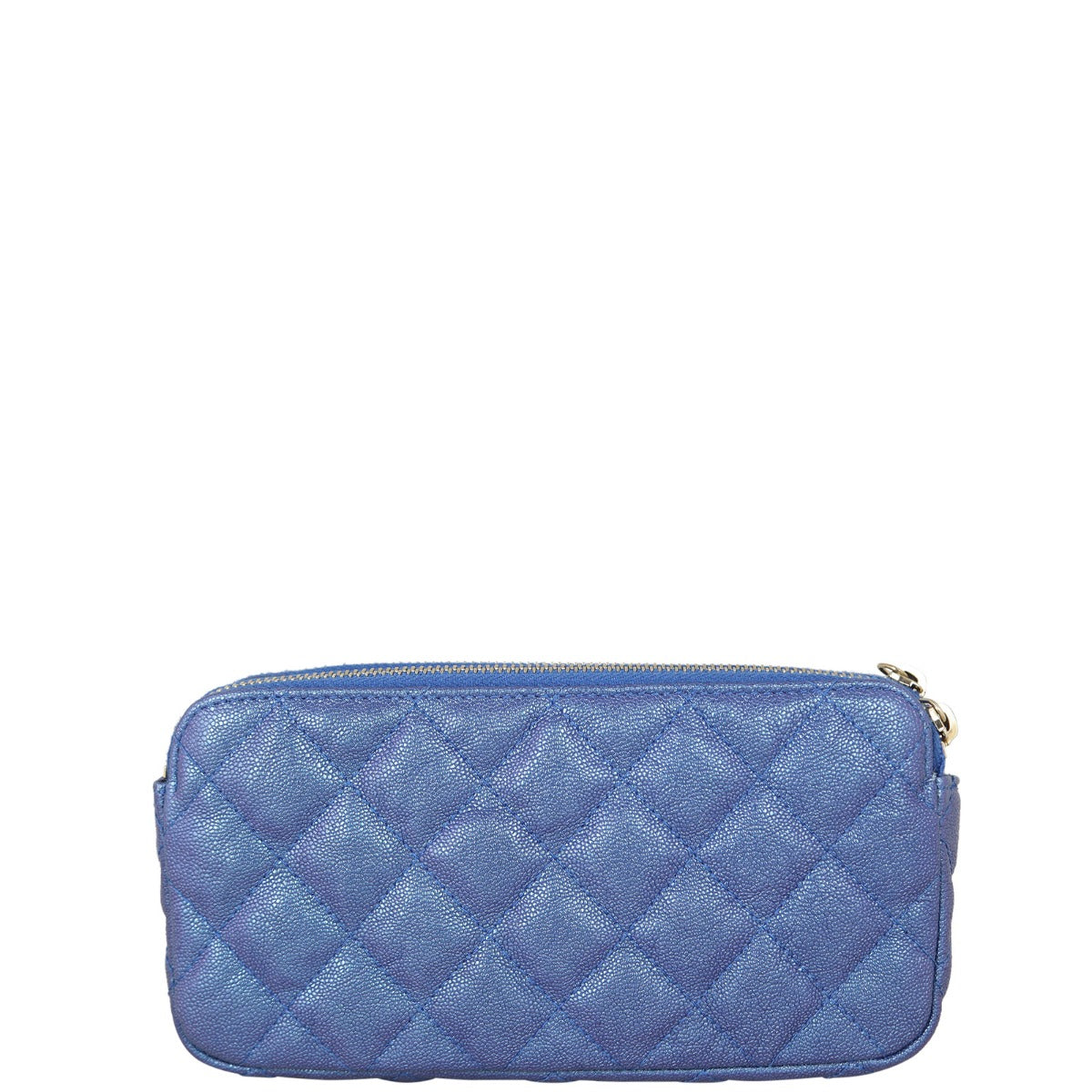 Chanel CC Double Zip Clutch with Blue Chain Clutch Bag