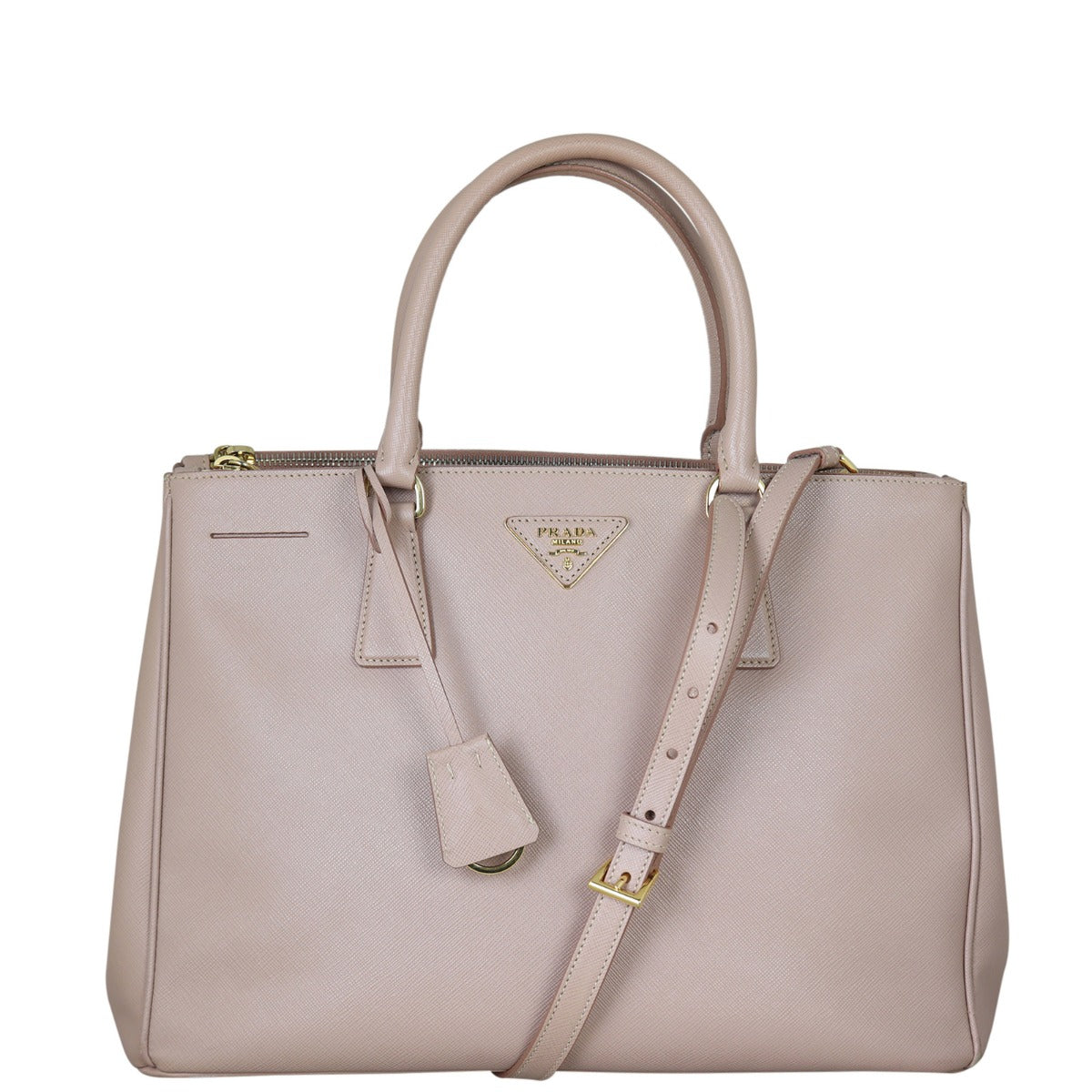 Prada Tote Bag Lux Galleria Double Tote 10 Saffiano Pink Medium