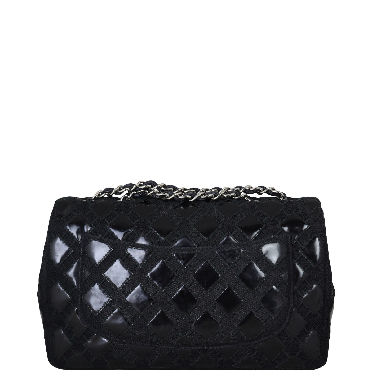 Chanel Classic Single Jumbo Mesh Patent 14 Series Flap Handbag