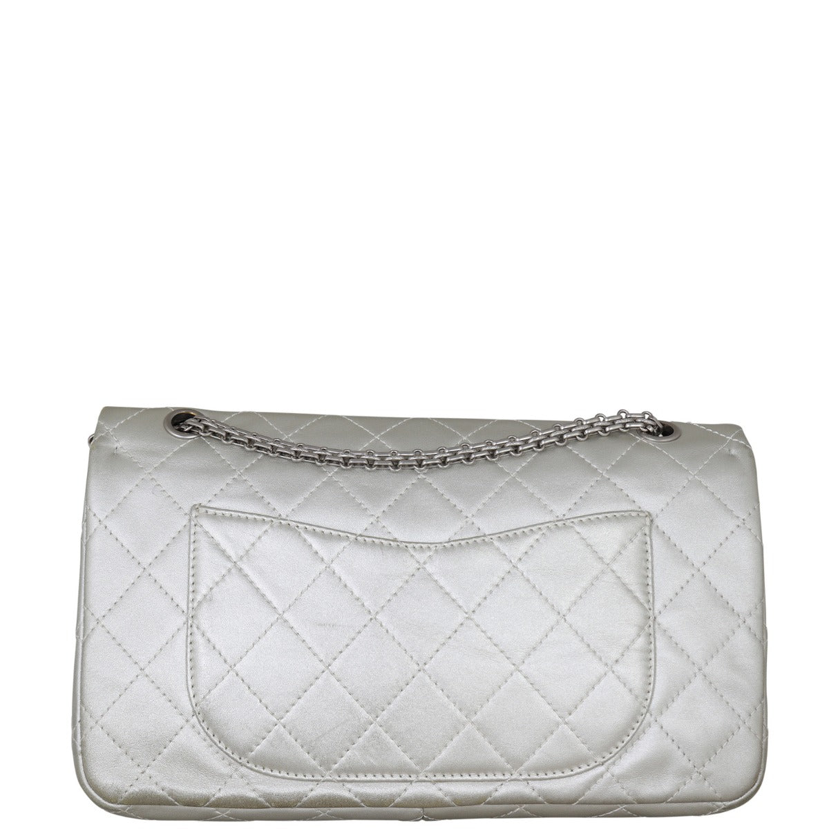 Chanel 2.55 Reissue 227 Double Bag Silver Flap Handbag