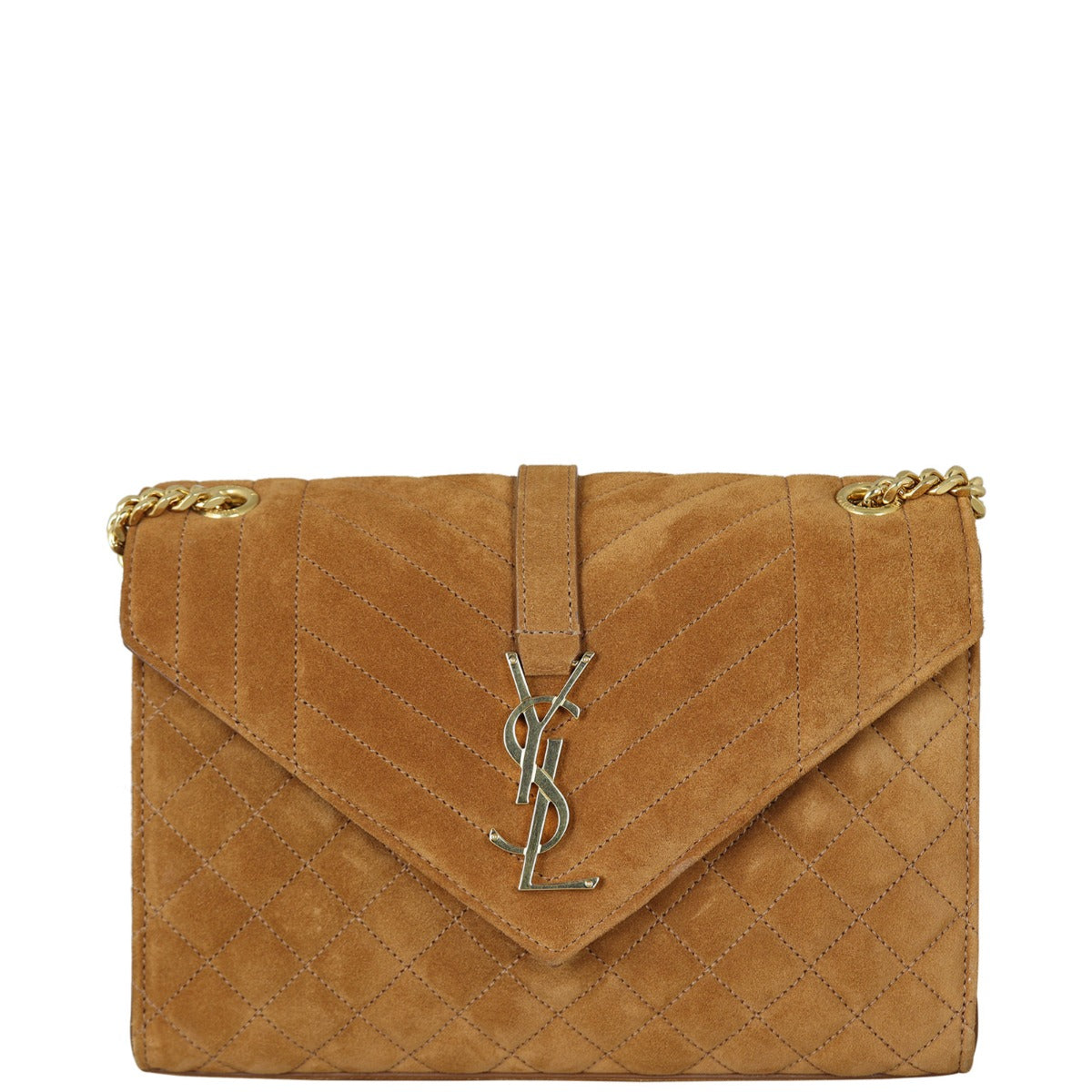 YSL Saint Laurent Mix Envelope Chain Bag Medium Suede Matelasse Travel Bag