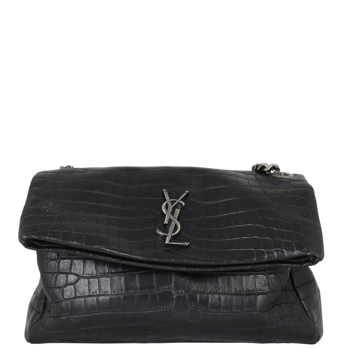 YSL Saint Laurent West Hollywood Croc Embossed Travel Bag Medium