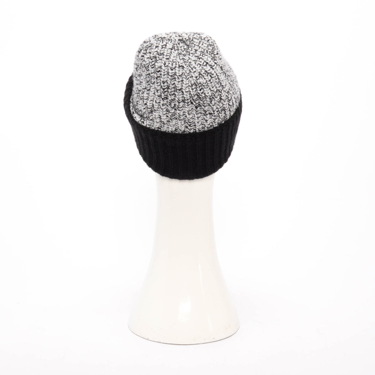 Chanel Black & White Cashmere Knit Cc Beanie Bag