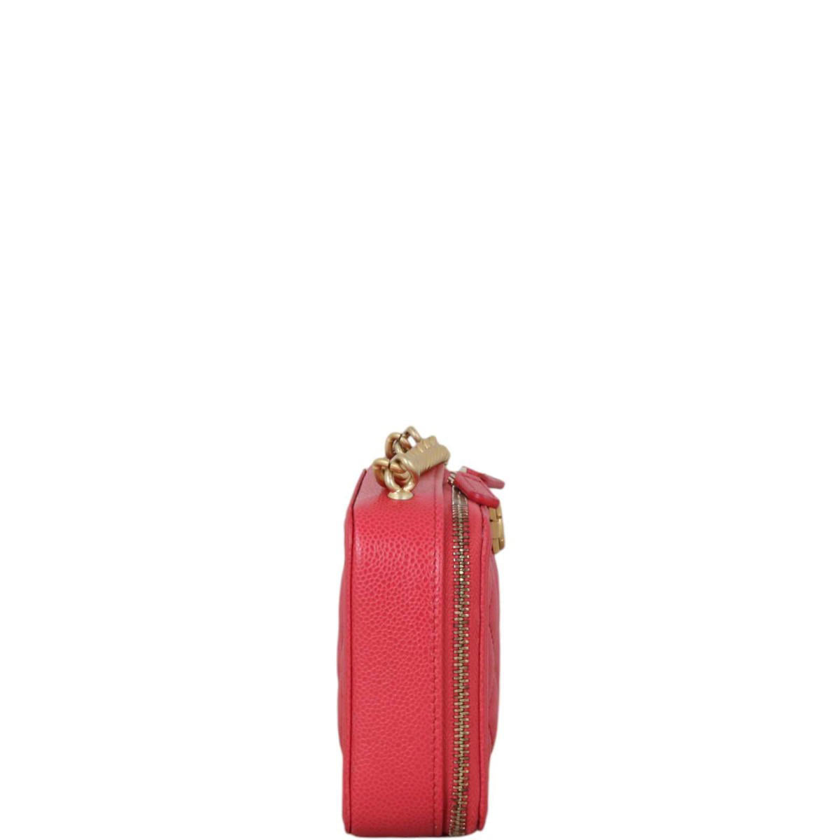 Chanel Boy Phone Pouch With Chain Handbag Quilted Red Crossbody Bag