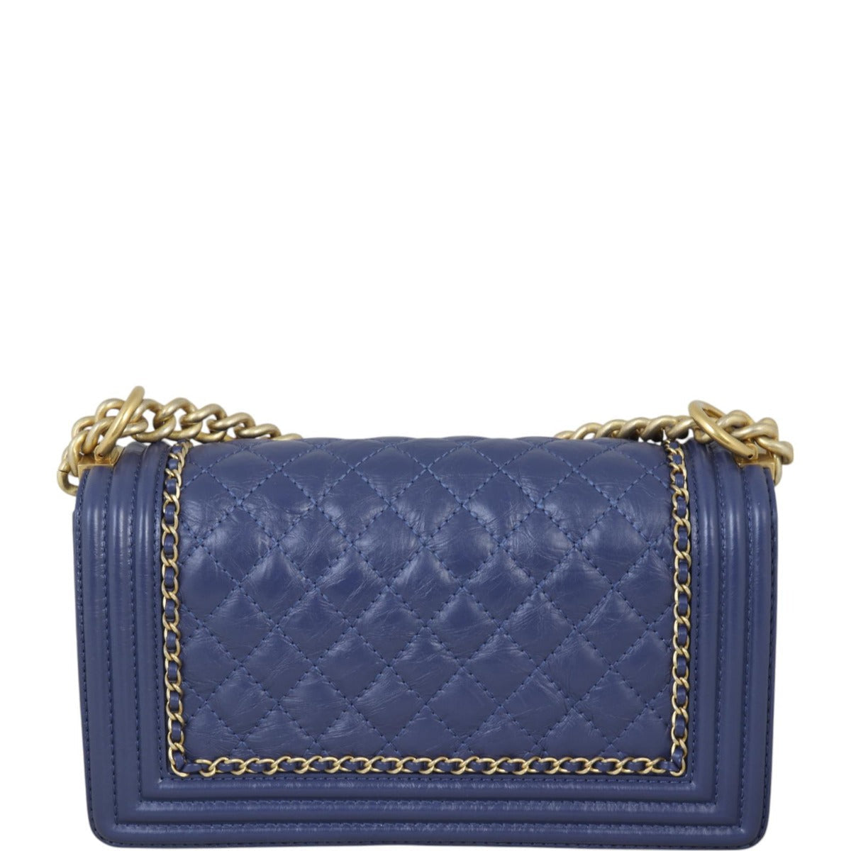 Chanel Boy Old Around Handbag Blue Medium Crossbody Bag