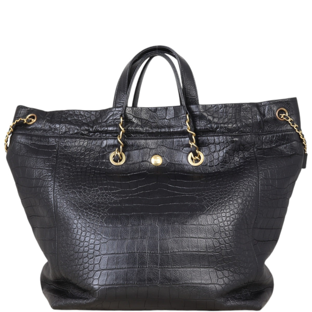 Chanel Paris-New York Coco Croc Tote Black Large Shoulder Bag