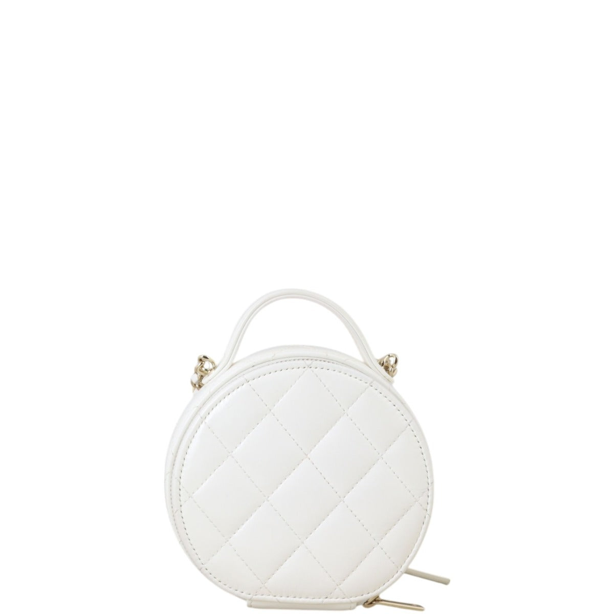 Chanel Handle With Care Round Vanity Case with Quilted White Crossbody Bag