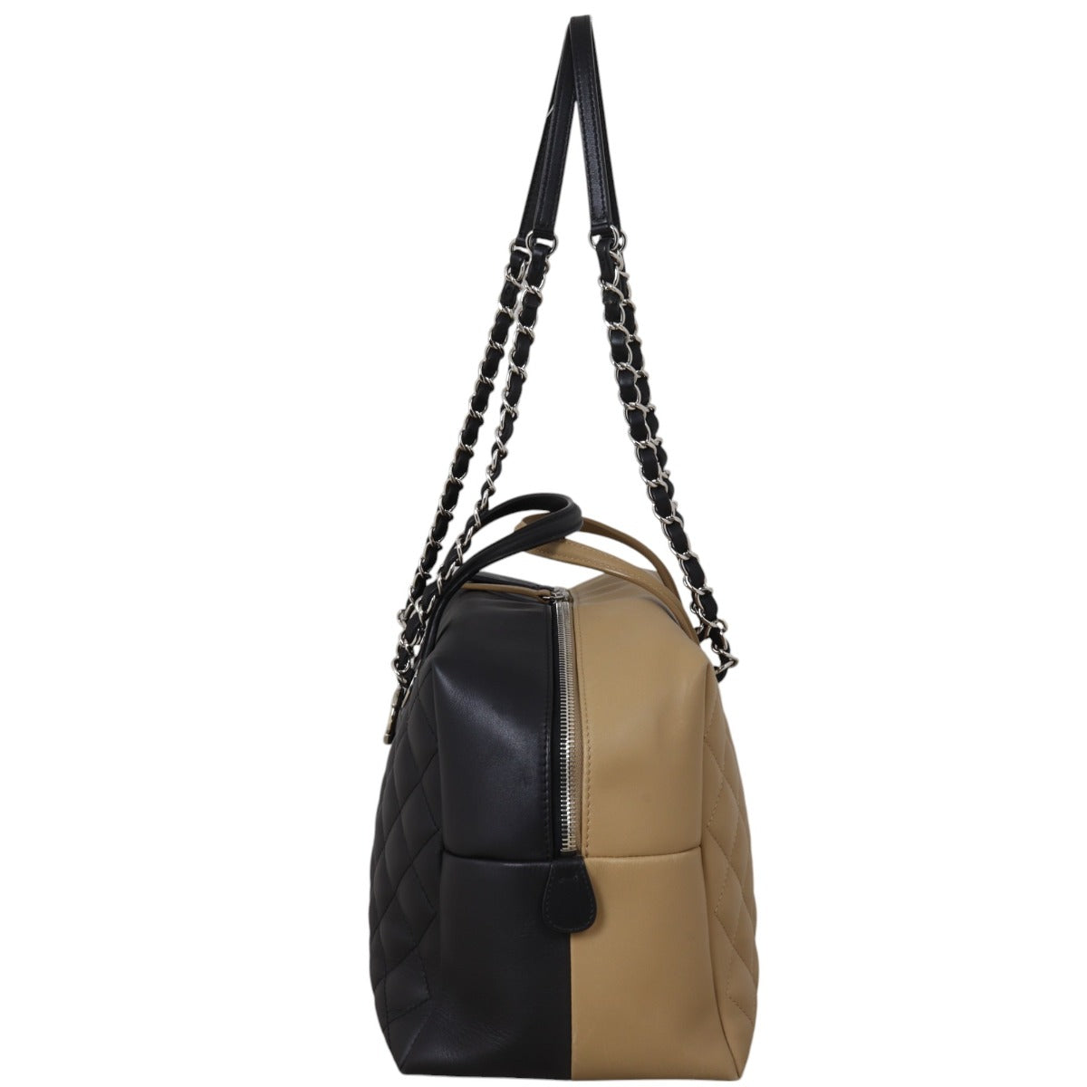 Chanel CC Bicolour Bowling Bag Quilted Black Shoulder Bag