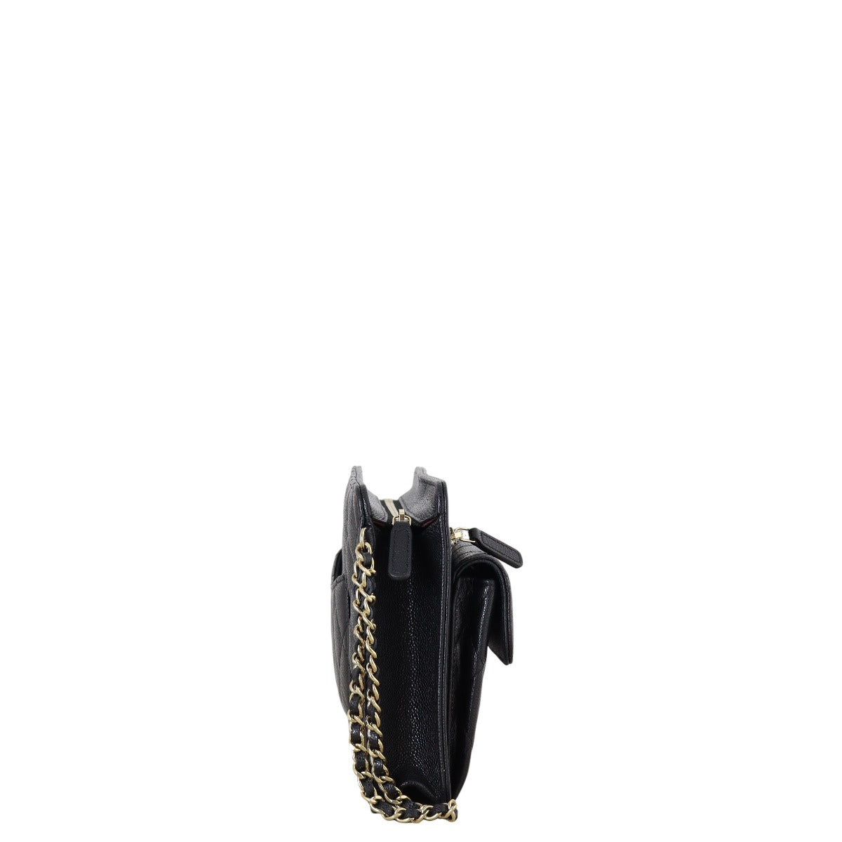 Chanel Front Pocket Wristlet Clutch Quilted Black Clutch Bag