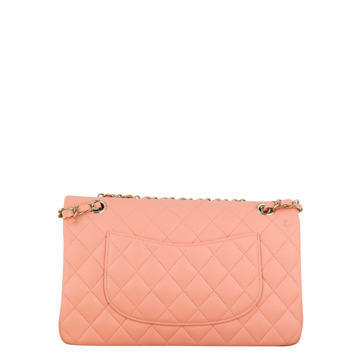 Chanel Classic Double Flap Lambskin Handbag Quilted Pink Crossbody Bag