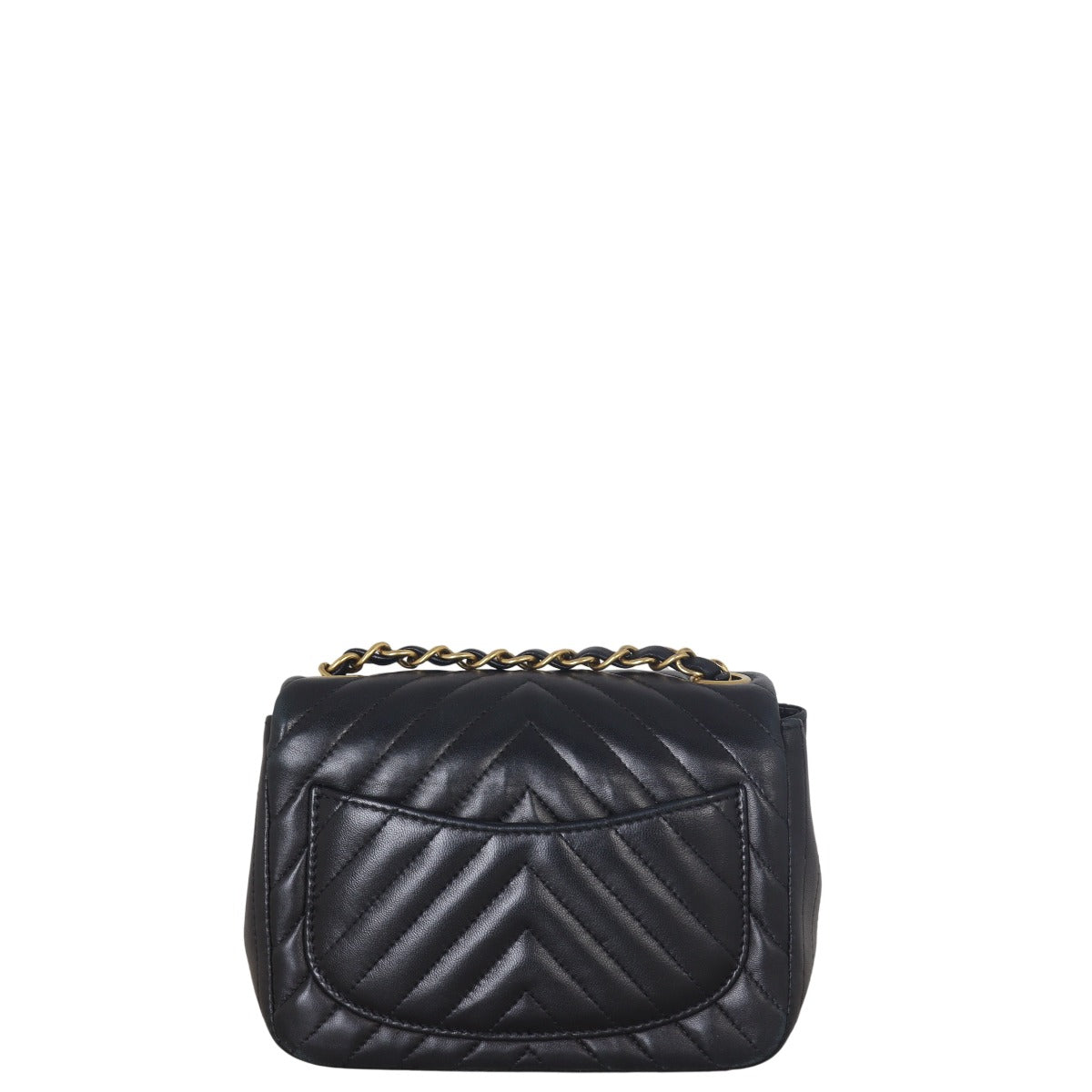 Chanel Classic Flap Square Chevron Handbag Quilted Black Mini Bag
