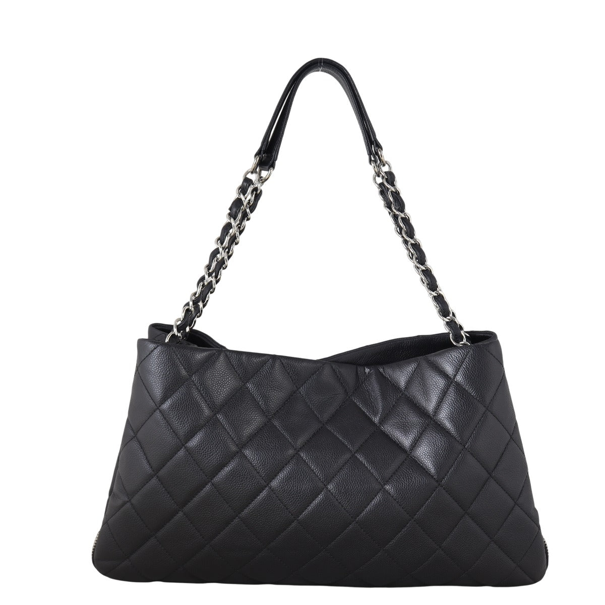 Chanel CC Zip Expandable Shoulder Bag Quilted Black