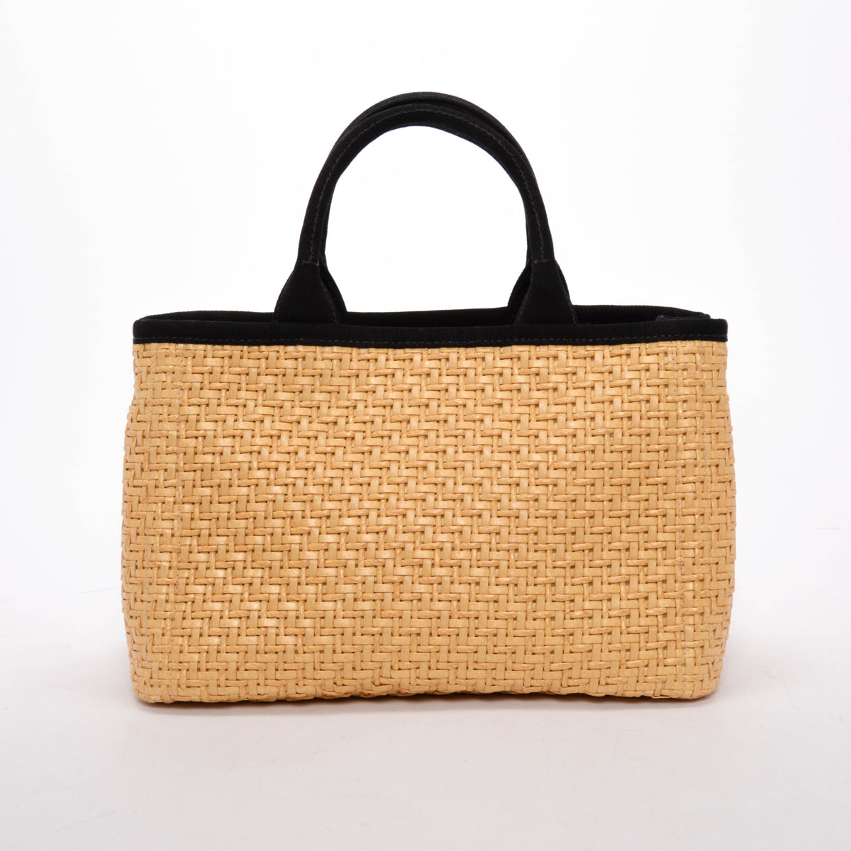 Prada Tote Raffia Black Woven Tote Bag