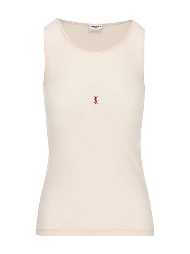 YSL Saint Laurent Saint Laurent Trending Cassandre Embroidered Wool Sleeveless White Travel Bag