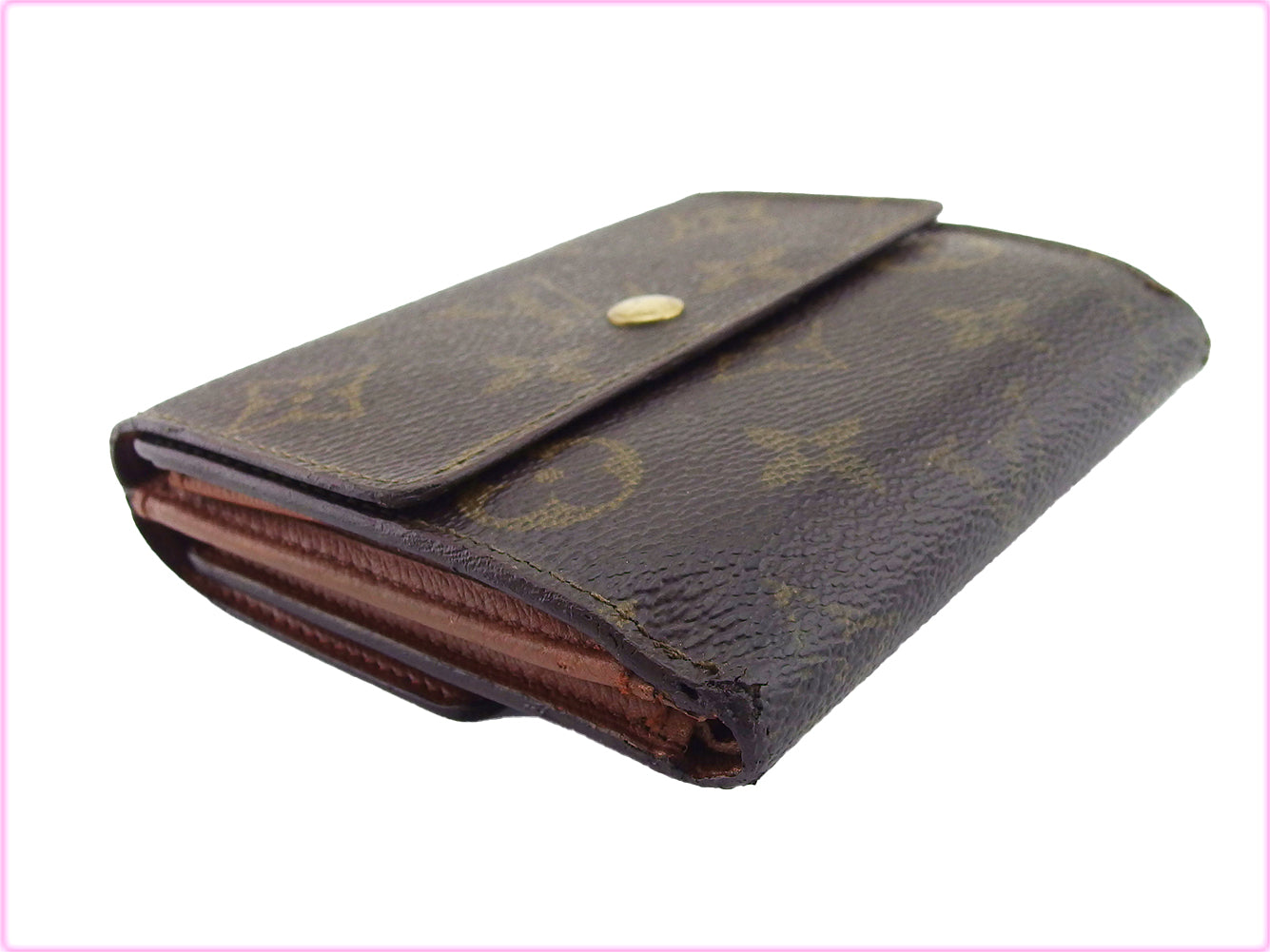 Louis Vuitton Bifold M61652 Porte Monnaie Billets Brown Beige Wallet Case