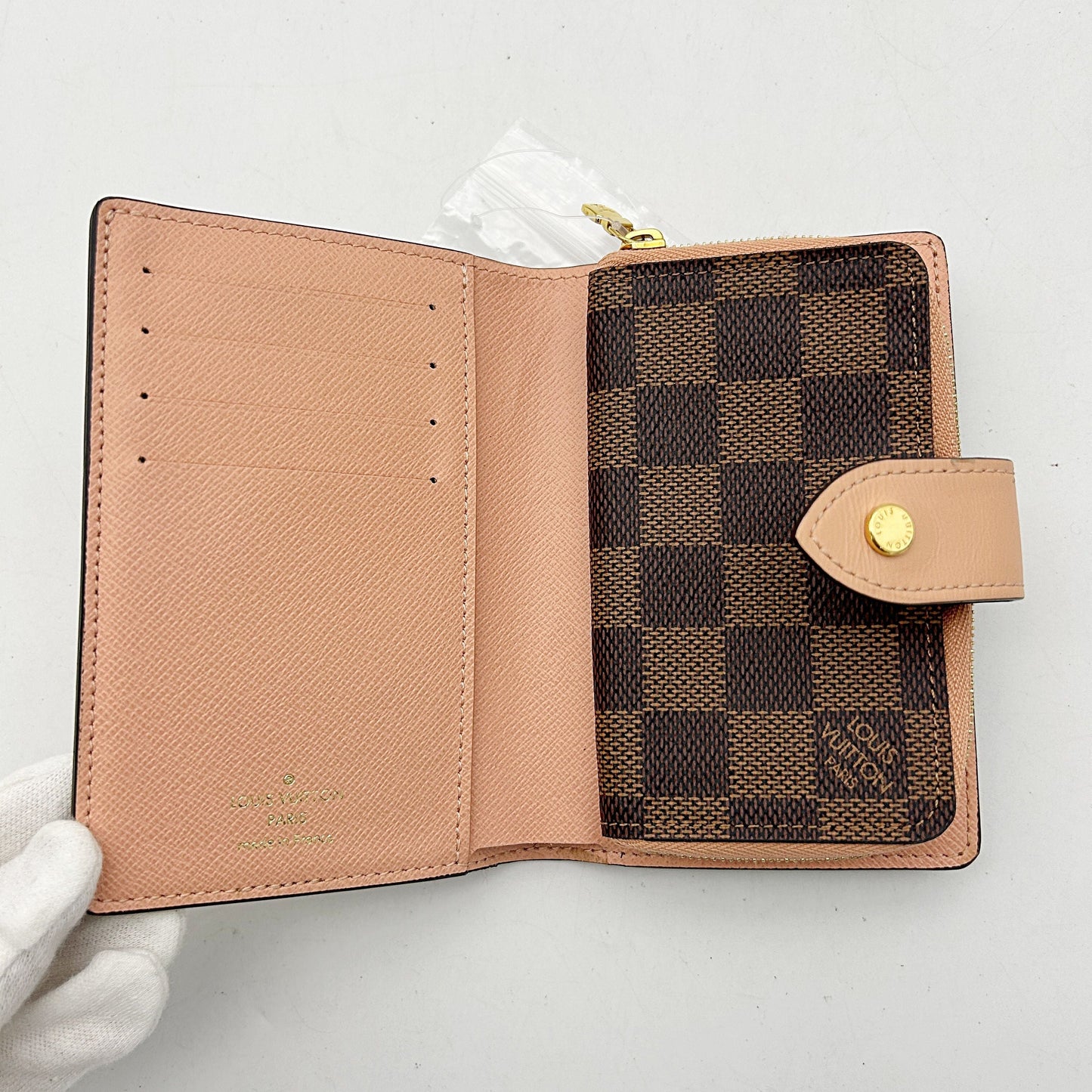 Louis Vuitton Juliette Wallet Damier with Leather Brown