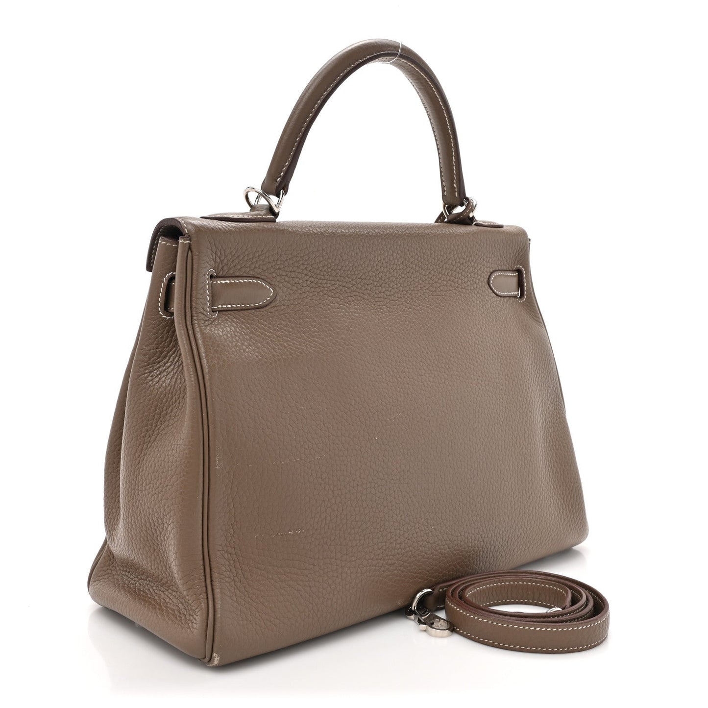 Hermes Taurillon Clemence Kelly Retourne Etoupe Handbag Travel Bag