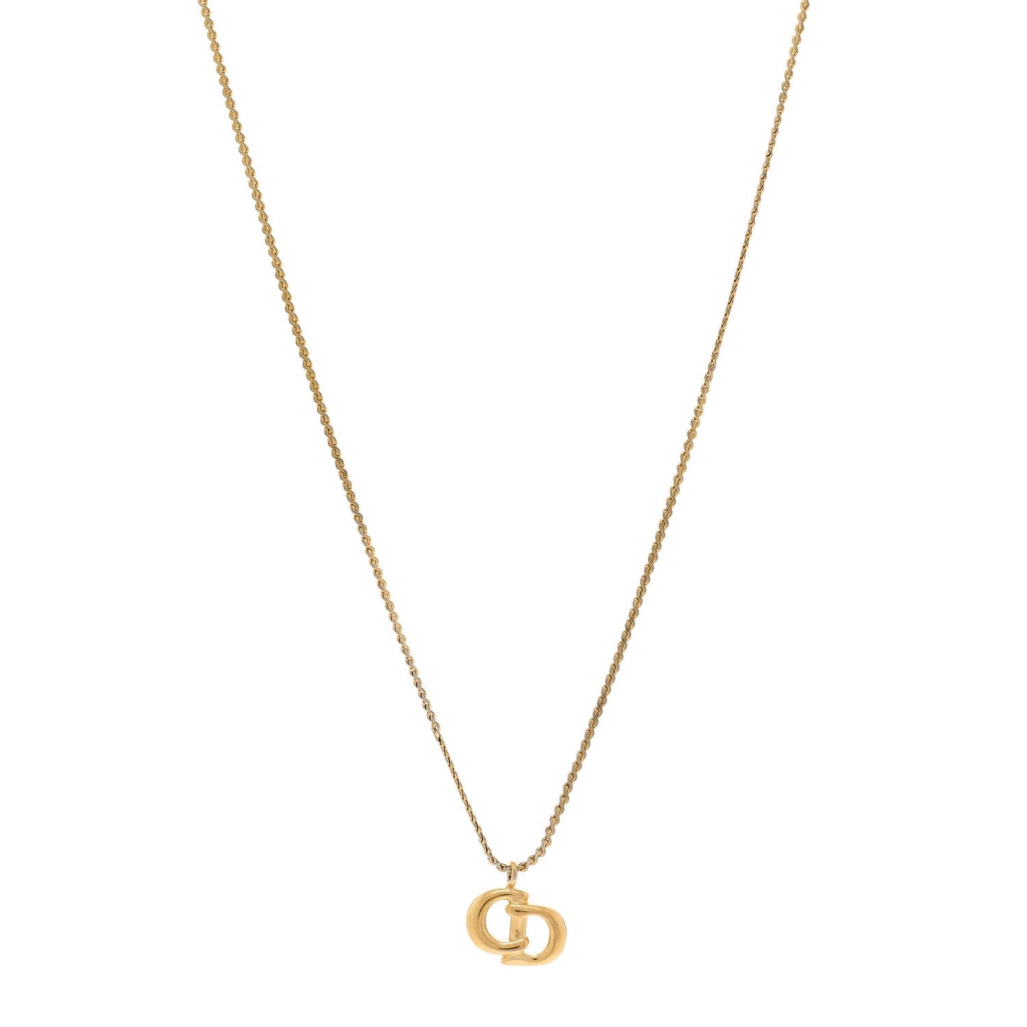 Dior Handbag Christian Crystal CD Pendant Necklace Metal Gold Logo Jewelry