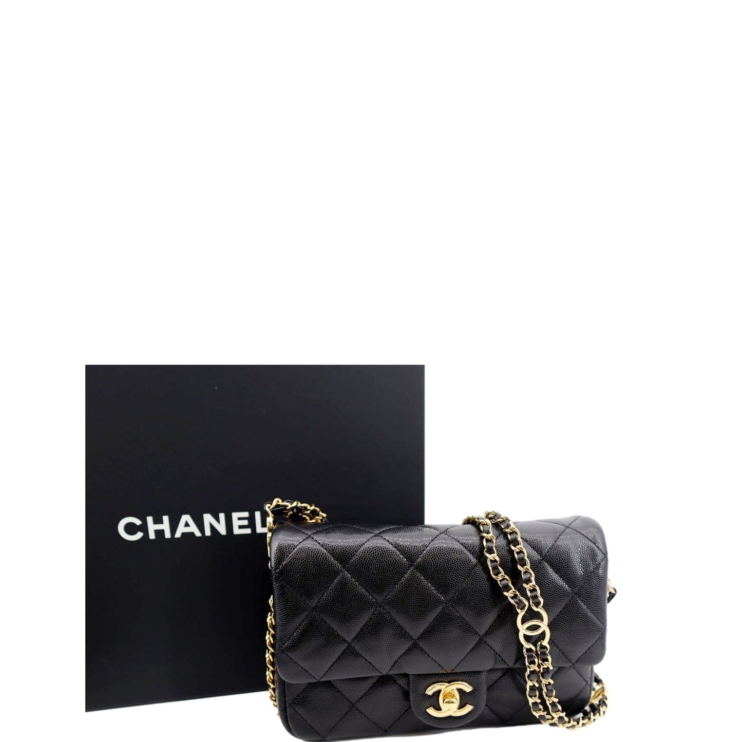 Chanel Flap Grained Leather Calfskin Black Travel Bag