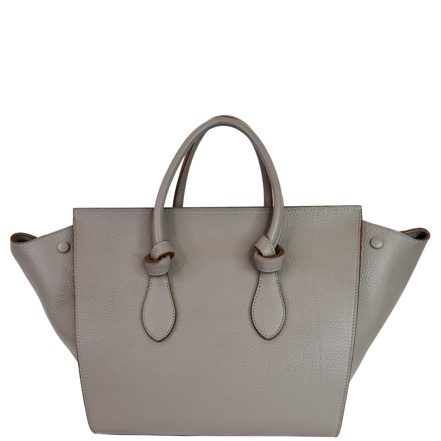 Tie Knot Tote Bag Grey Leather Mini